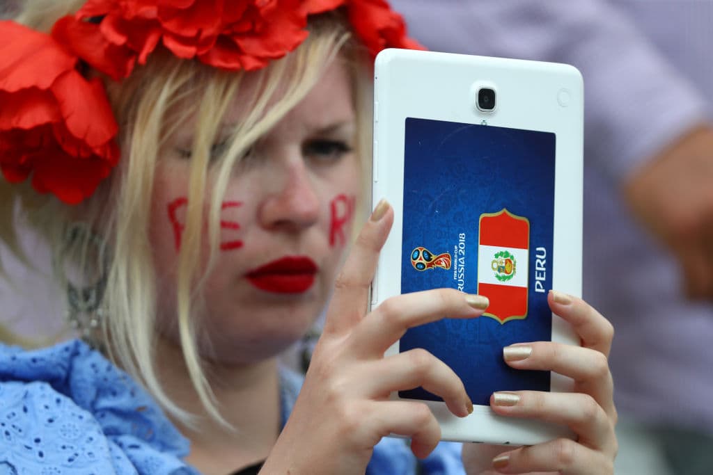 SOCHI, RUSSIA - JUNE 26: A Peru fan looks on prior to the 2018 FIFA World Cup Russia group C match between Australia and Peru at Fisht Stadium on June 26, 2018 in Sochi, Russia. (Photo by Dean Mouhtaropoulos/Getty Images)