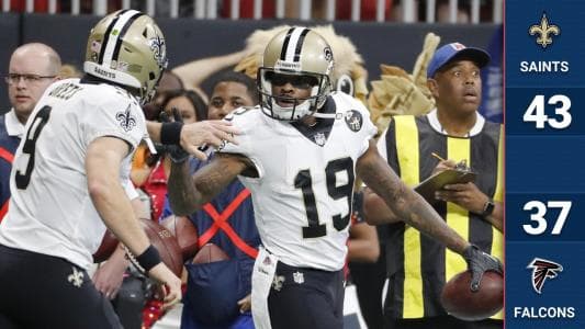 Saints y Falcons tuvieron que dirimir el triunfo en tiempo extra y New Orleans sacó la victoria. Drew Brees lanzó para 396 yardas y tres TD's. Matt Ryan completó 26-35 pases para 374 yardas y 5 TD's.