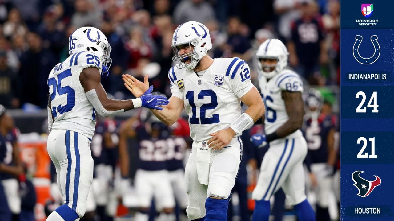 <b>Indianapolis 24-21 Houston</b>. Andrew Luck lanzó para 399 yardas con dos pases de TD para llevar a los Colts (7-6) a vencer a los Texans (9-4), quienes vieron cortar una racha de nueve ganados seguidos.
