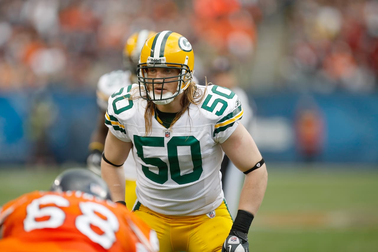 CHICAGO, IL - SEPTEMBER 25: A.J. Hawk #50 of the Green Bay Packers looks on prior to the snap of the football during the game against the Chicago Bears at Soldier Field on September 25, 2011 in Chicago, Illinois. The Packers defeated the Bears 27-17. (AP Photo/Scott Boehm)