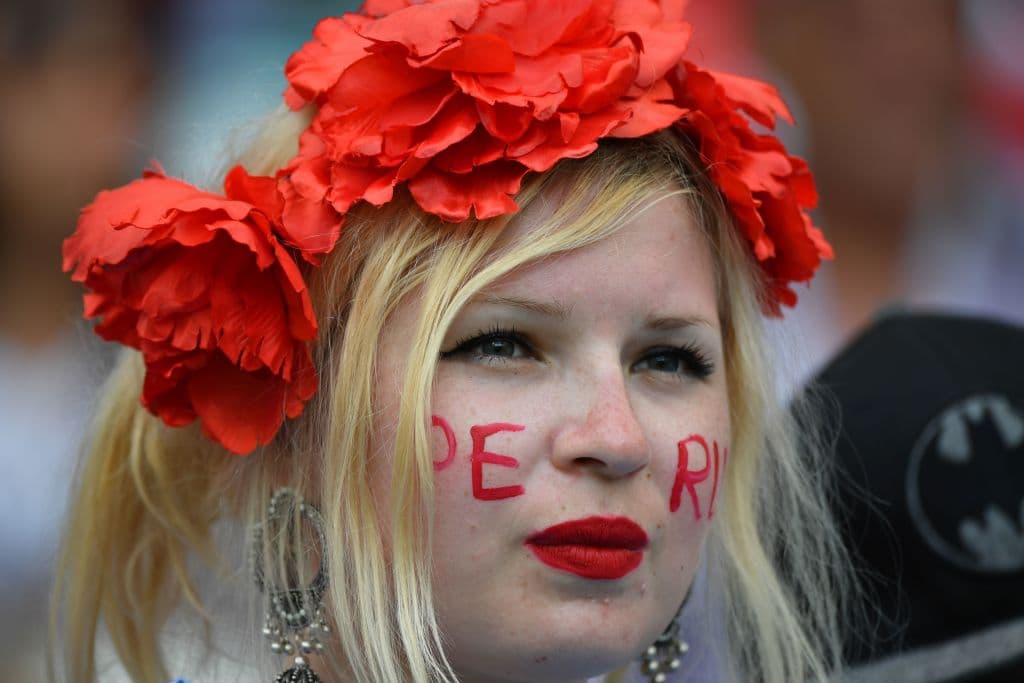 A Peru supporter looks on prior to the Russia 2018 World Cup Group C football match between Australia and Peru at the Fisht Stadium in Sochi on June 26, 2018. (Photo by Nelson Almeida / AFP) / RESTRICTED TO EDITORIAL USE - NO MOBILE PUSH ALERTS/DOWNLOADS (Photo credit should read NELSON ALMEIDA/AFP/Getty Images)