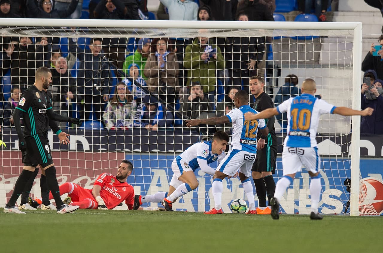 Unai Bustinza prendió las alarmas madridistas al minuto 6 al marcar el 1-0 de ventaja para Leganés.