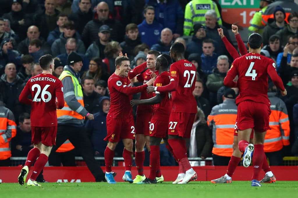 El Liverpool vence al Everton 5-2 con doblete de Origi, gol de Shaqiri, Mané y Wijnaldum