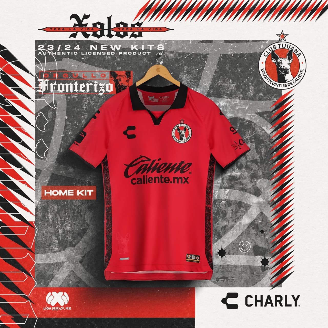 Un rojo diferente para Xolos en su playera de local.