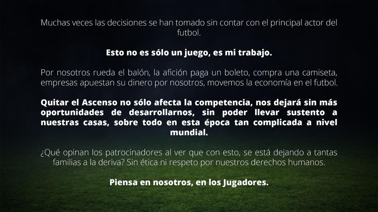 “Piensen en nosotros”: Jugadores del Ascenso MX