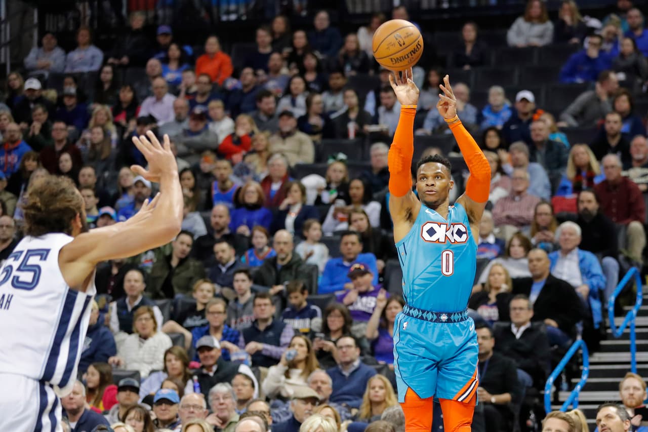 Con 12 de sus 22 puntos en el último cuarto, Russell Westbrook rescató al Thunder de un déficit de 13 unidades y con 35.5 segundos la dio vuelta al partido. Por Memphis destacó Avery Bradley con 27 puntos.