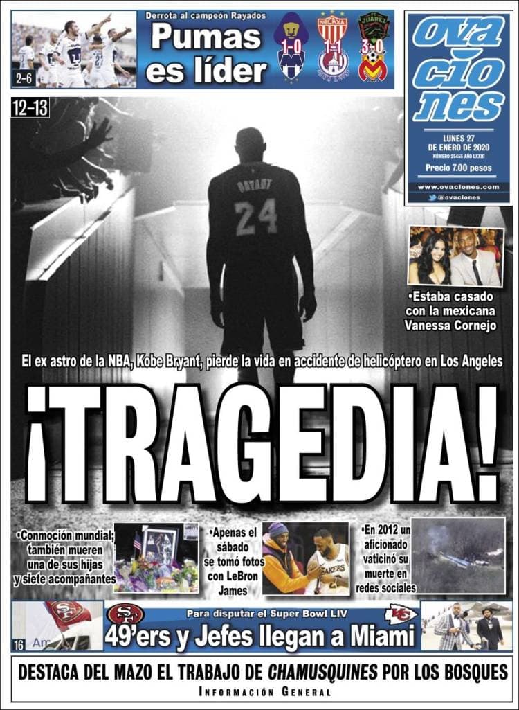 Kobe Bryant paraliza al mundo con su muerte y se convierte en tendencia a nivel internacional.