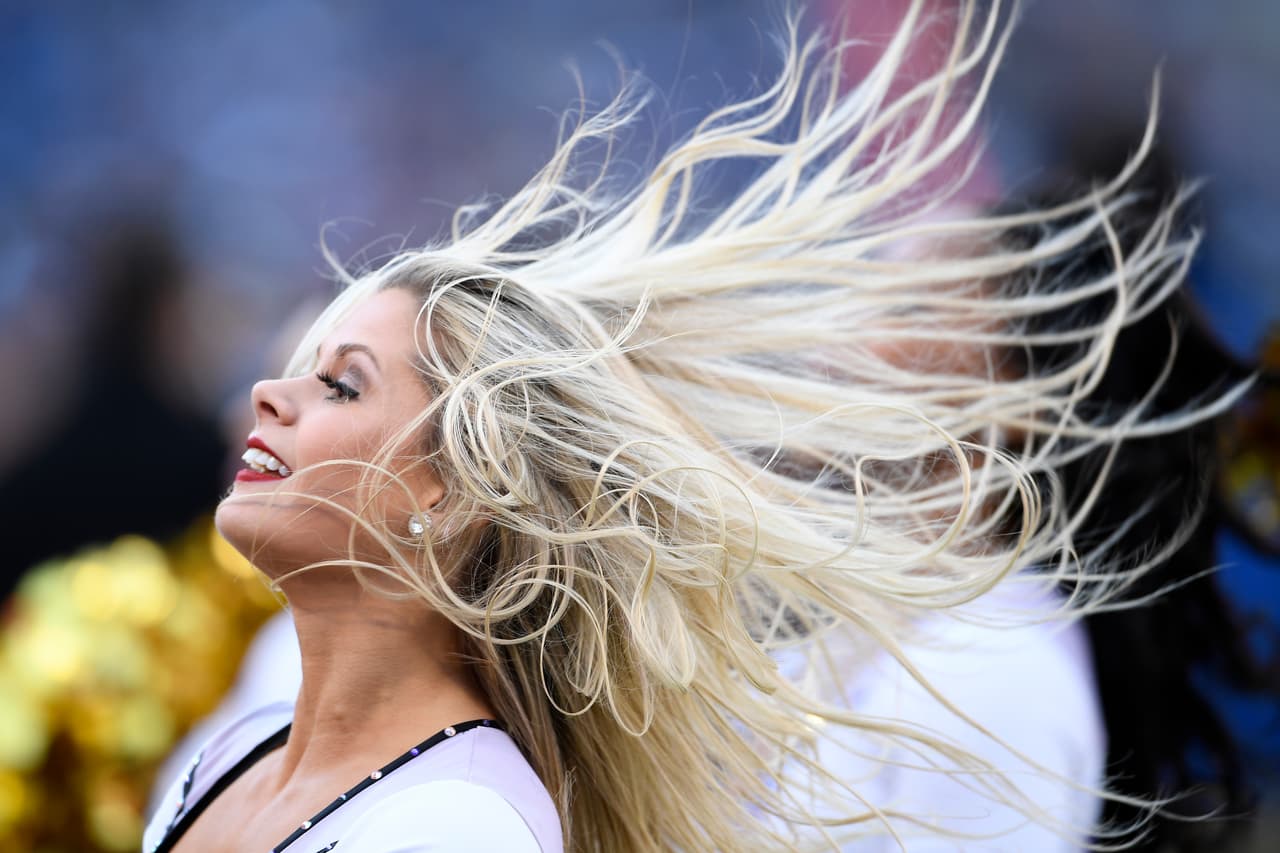 A Baltimore Ravens cheerleader performs in the first half of an NFL wild card playoff football game between the Ravens and the Los Angeles Chargers, Sunday, Jan. 6, 2019, in Baltimore. (AP Photo/Nick Wass)