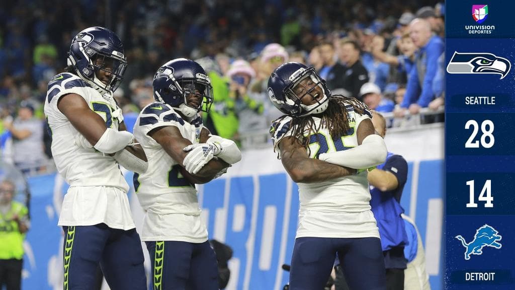 Con tres pases de touchdown que lanzó en el segundo cuarto, Russell Wilson le asestó un golpe de muerte a los Detroit Lions en el triunfo de sus Seattle Seahawks en la Ciudad Motor.