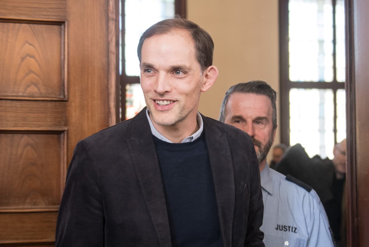 Former Borussia Dortmund head coach Thomas Tuchel leaves after a hearing as a witness in the trial on a bomb attack on the team bus of German first division football club Borussia Dortmund in April 2017, at the district courthouse in Dortmund, western Germany, on March 19, 2018. A German-Russian man admitted in January to carrying out a bomb attack on the Borussia Dortmund football team's bus in an elaborate bid to make a fortune on the stock market. The triple blast on April 11, 2017 shattered the team bus's windows and left a player with a broken wrist, while a police officer suffered inner ear damage. Several players, who had witnessed the attack, were heard in the trial on March 19. / AFP PHOTO / dpa / Bernd Thissen / Germany OUT (Photo credit should read BERND THISSEN/AFP/Getty Images)