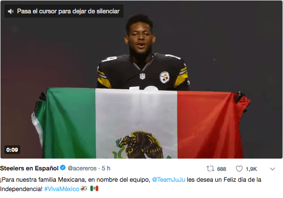 Steelers en NFL también mandó su saludo a los mexicanos.