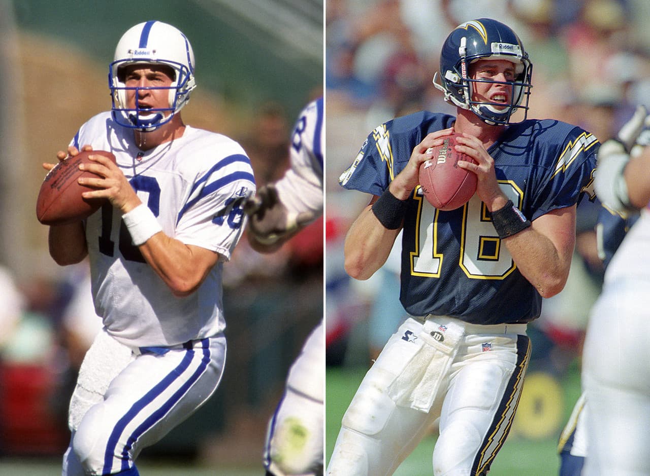 Draft de 1998.- No. 1: Peyton Manning (Tennessee).- Indianapolis Colts. No. 2: Ryan Leaf (Washington State).- San Diego Chargers.