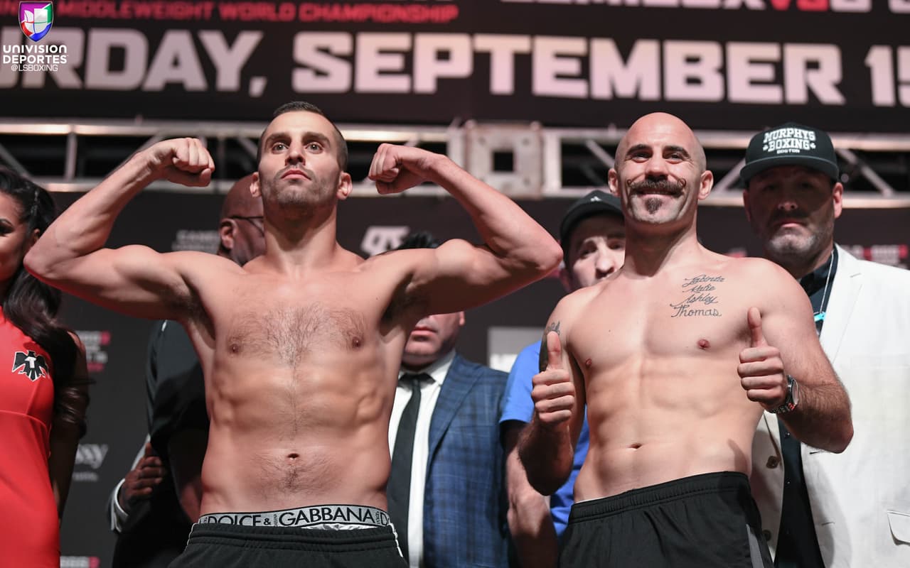 Gary O'Sullivan y David Lemieux se calentaron durante su pesaje. El irlandés marcó 159.2 libras, mientras que su rival canadiense dio las 160 cerradas.