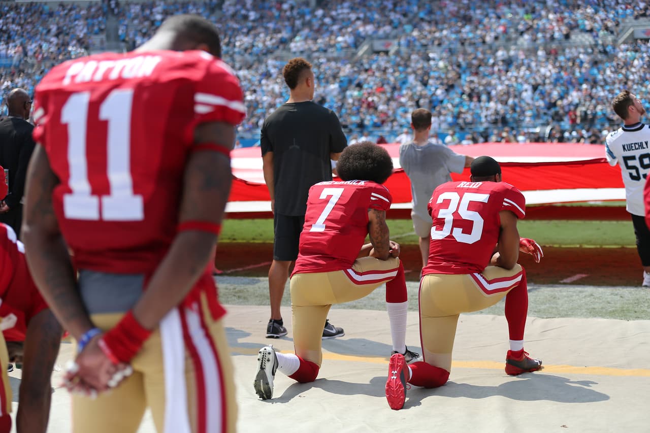 San Francisco 49ers quarterback Colin Kaepernick (7) during an NFL football game against the Carolina Panthers at Bank of America Stadium, Sunday, Sept. 18, 2016 in Charlotte, NC.. ( Tom DiPace via AP)