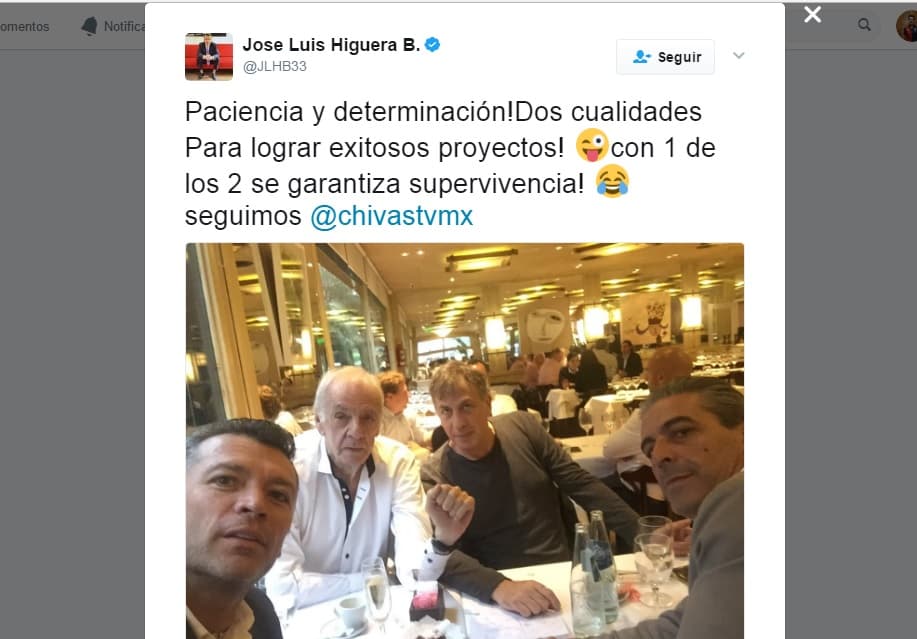 José Luis Higuera sigue pláticas con ‘Flaco’ Menotti respecto a Chivas