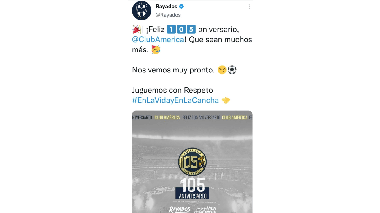 El Club más grande de América cumple 105 años de existencia y las felicitaciones se hicieron extensas en redes sociales. Aficionados, jugadores y ex jugadores, otros clubes y periodistas se sumaron al homenaje de las Águilas.