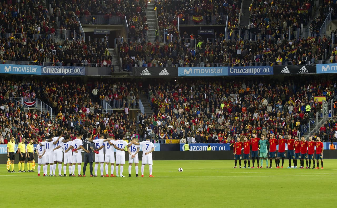 La Rosaleda, de Málaga, fue el escenario de este partido entre españoles y costarricenses, de preparación para el Mundial de Rusia 2018.