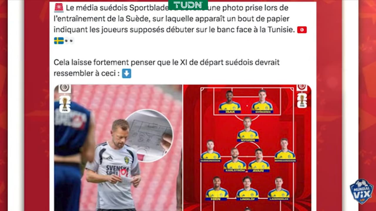 Filtra alineación y parado táctico de Suecia para su duelo ante Túnez
