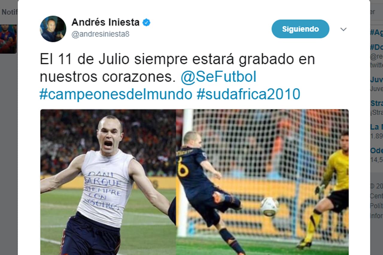 El héroe de aquella hazaña ibérica fue Andrés Iniesta, a quien la FIFA injustamente le negó el Balón de Oro ese año.