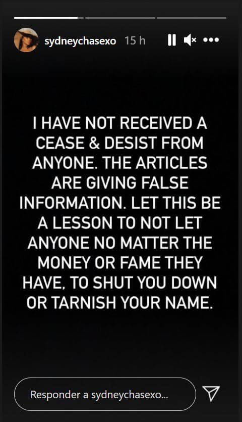 "Que esto sea una lección para no dejar que nadie, sin importar el dinero o la fama que tenga, te cierre o empañe tu nombre", dijo, señalando que el reporte publicado por TMZ tiene "información falsa".
<br>