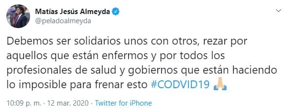 Matías Almeyda hace un llamado a la solidaridad ante el virus.