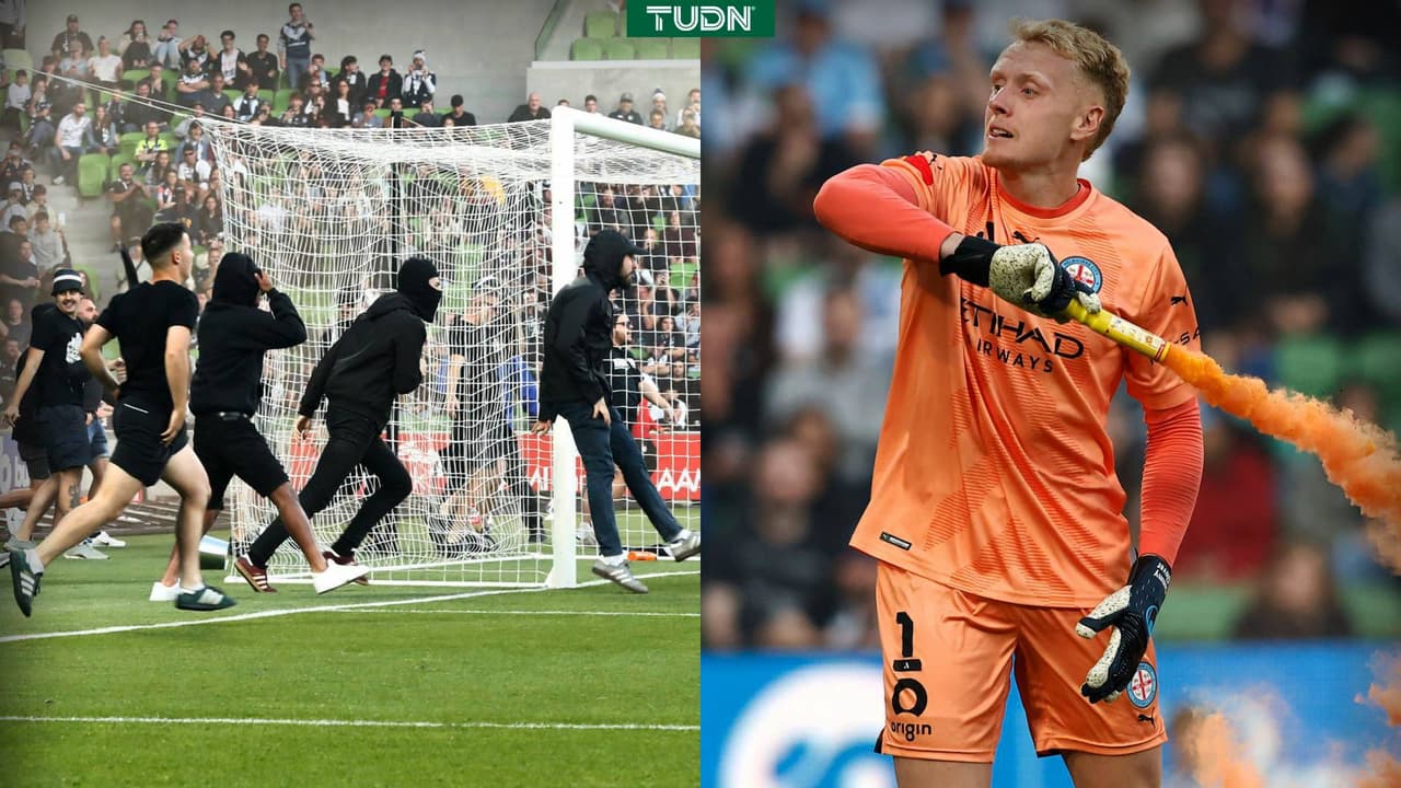 Fanáticos invaden el campo y conmocionan al portero rival; partido es suspendido