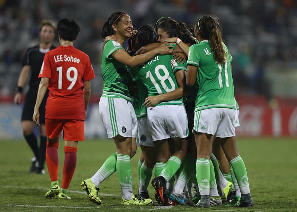 PORT MORESBY, PAPUA NEW GUINEA - NOVEMBER 14: Kiana Palacios of Mexico celebrates scoring a goal during the FIFA U-20 Women's World Cup, Group D match between Mexico and Korea Republic at National Football Stadium on November 14, 2016 in Port Moresby, Papua New Guinea. (Photo by Ian Walton - FIFA/FIFA via Getty Images)