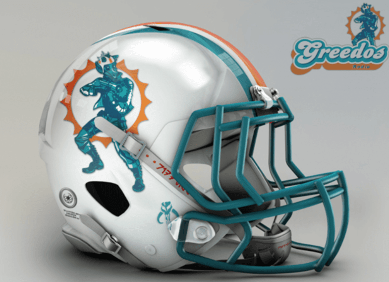 <b>Miami Dolphins</b>
<br>El Rodia Greedos, qué hermoso está el casco, ¿no?.