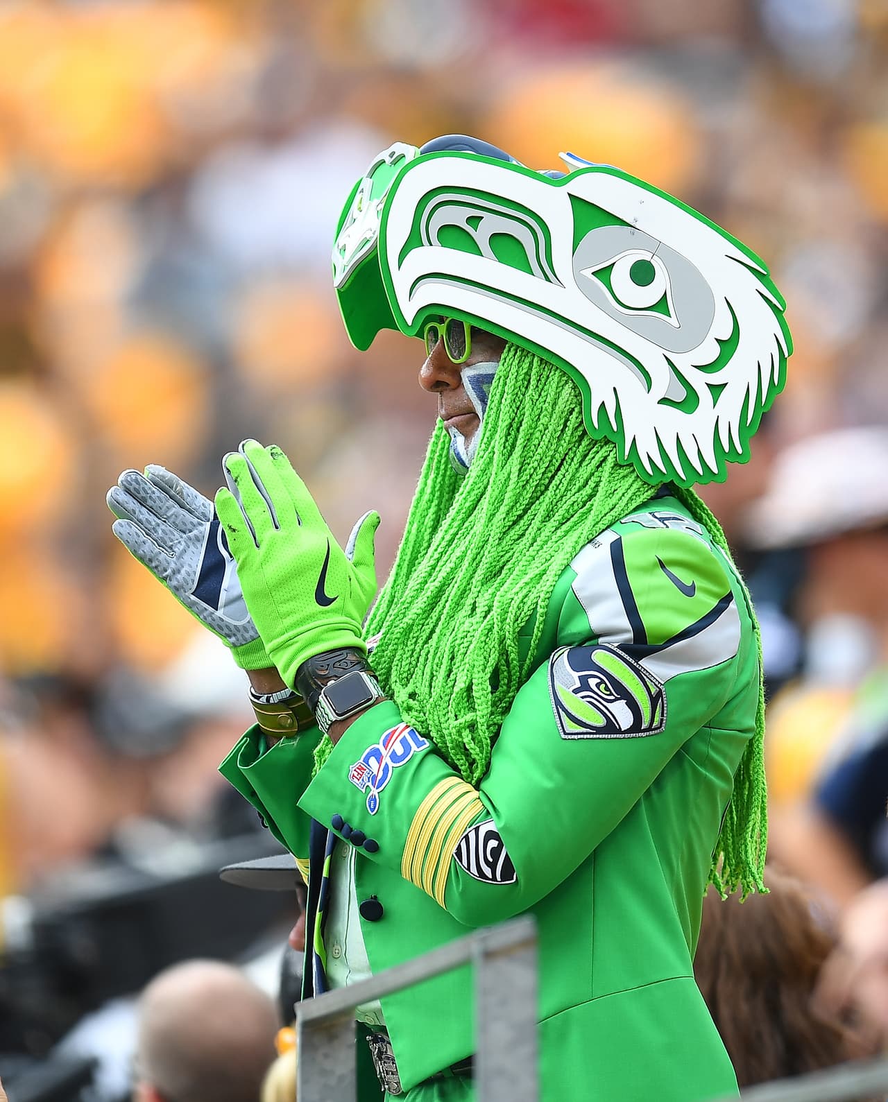 Un fan de Seattle Seahawks.