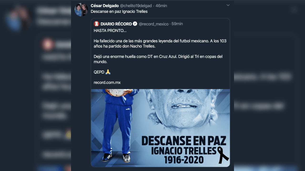 Así reacciona el mundo futbolístico ante el fallecimiento de Ignacio Trelles a sus 103 años.