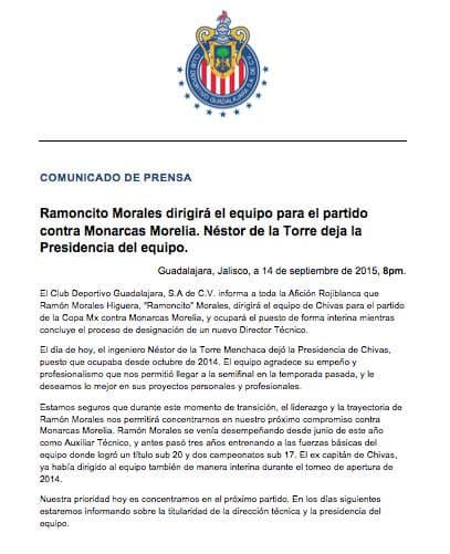 Comunicado de Chivas