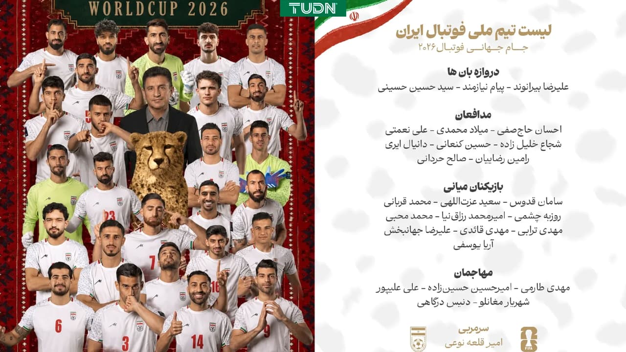 Selección de Irán: Futbolistas convocados en la lista para el Mundial 2026