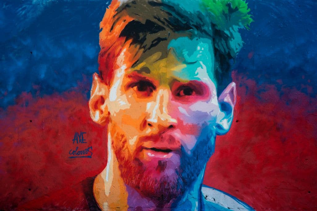 Lionel Messi en un graffiti.
