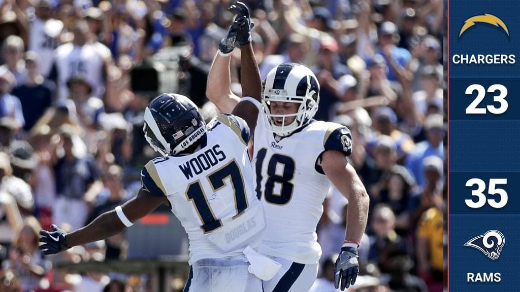 Los LA Rams lucen imparables y derrotaron a sus vecinos los LA Chargers gracias a una tarde redonda de Jared Goff quien acumuló 354 yardas al completar 29 de 36 pases con tres envíos de anotación.