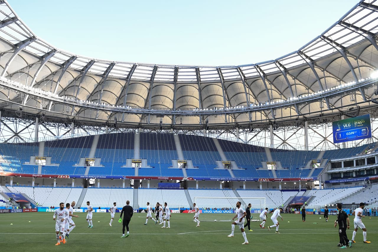 El estadio Volgograd Arena, uno de los recintos nuevos y edificados para este Mundial, sirvió de marco para el equipo inglés en su cierre de preparación.