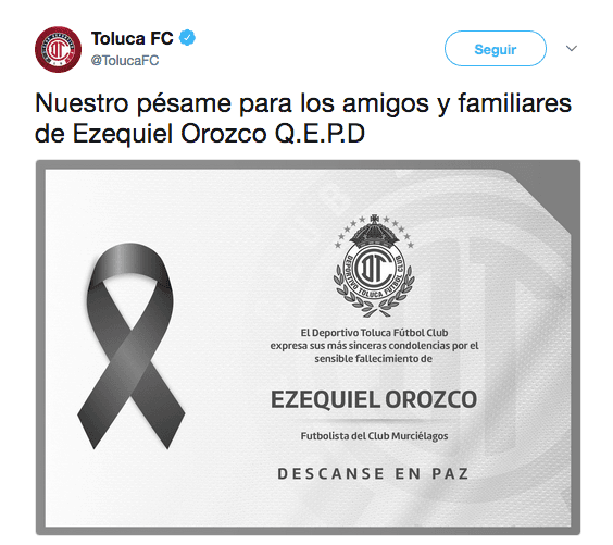 Protagonistas en los diferentes espacios del mundo del fútbol enviaron sus condolencias en redes sociales tras la muerte del mexicano Ezequiel 'Cheque' Orozco, víctima de un cáncer.