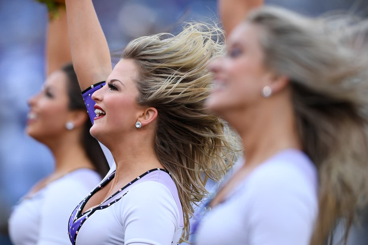 Baltimore Ravens cheerleaders perform in the first half of an NFL wild card playoff football game between the Ravens and the Los Angeles Chargers, Sunday, Jan. 6, 2019, in Baltimore. (AP Photo/Nick Wass)