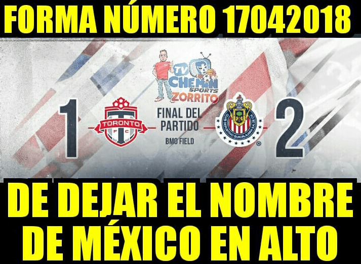 El triunfo de Chivas en el juego de ida de la final contra Toronto en la Liga de Campones de Concacaf dio para el humor de los usuarios en las redes sociales.