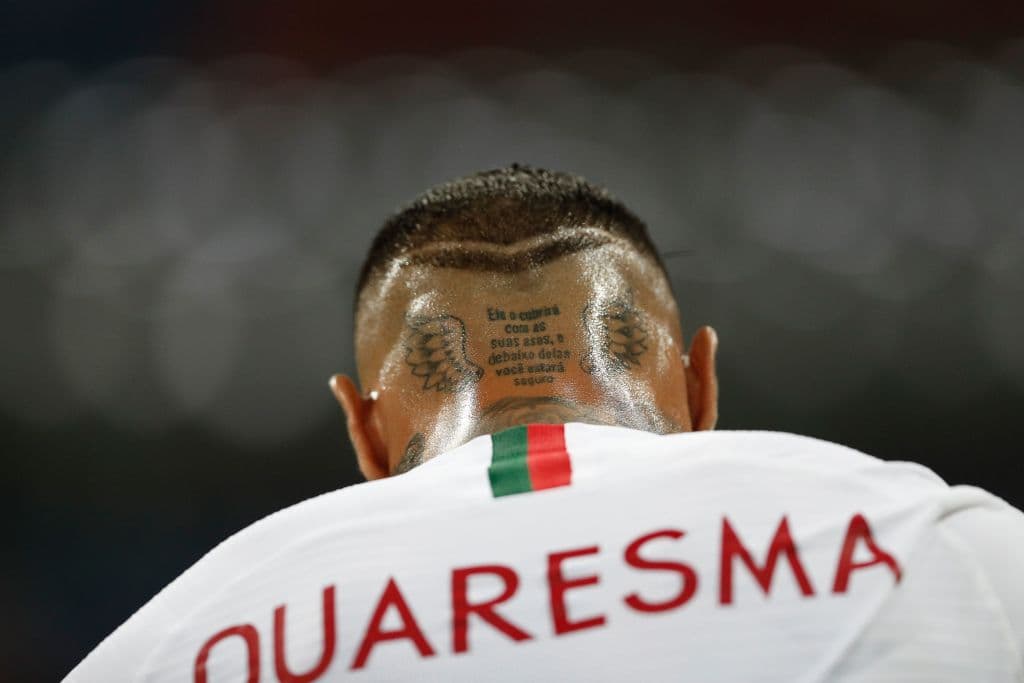 El portugués Ricardo Quaresma tiene una muestra de su fe en su cuerpo.