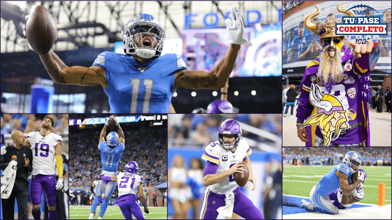 Kirk Cousins lanza 337 yardas y cuatro pases para tochdown. Los Vikings ganan 42-30 a los Detroit Lions.