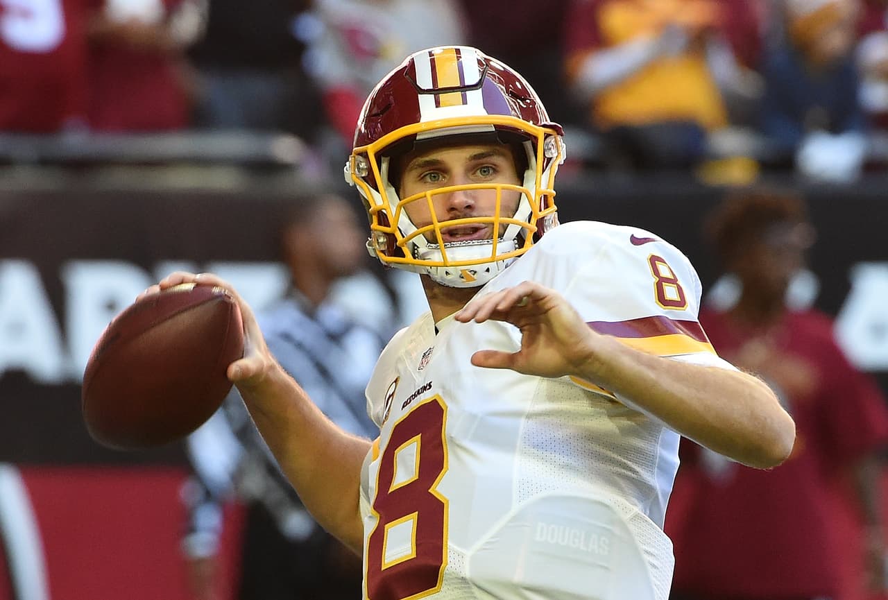 GLENDALE, AZ - DECEMBER 04: Kirk Cousins #8 of the Washington Redskins warms up prior to a game against the Arizona Cardinals at University of Phoenix Stadium on December 4, 2016 in Glendale, Arizona. (Photo by Norm Hall/Getty Images)