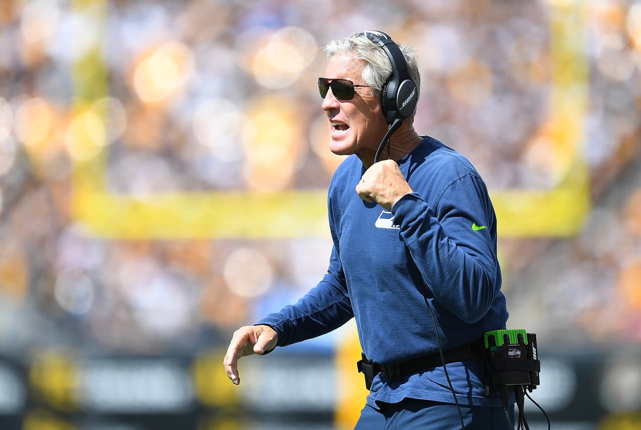 El Coach Pete Carroll de Seattle Seahawks.