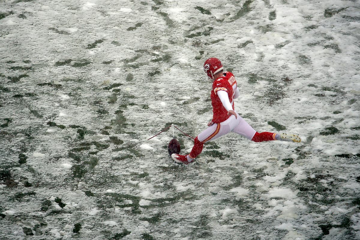 El partido tiene condiciones muy difíciles y lo sabe el pateador de los Chiefs Harrison Butker.