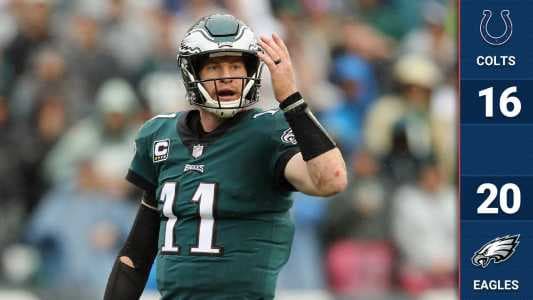 Los campeones defensores se beneficiaron del retorno de su quarterback titular Carson Wentz para ganarle a un complicado equipo de los Colts. Wentz cortó nueve meses de ausencia del emparrillado.