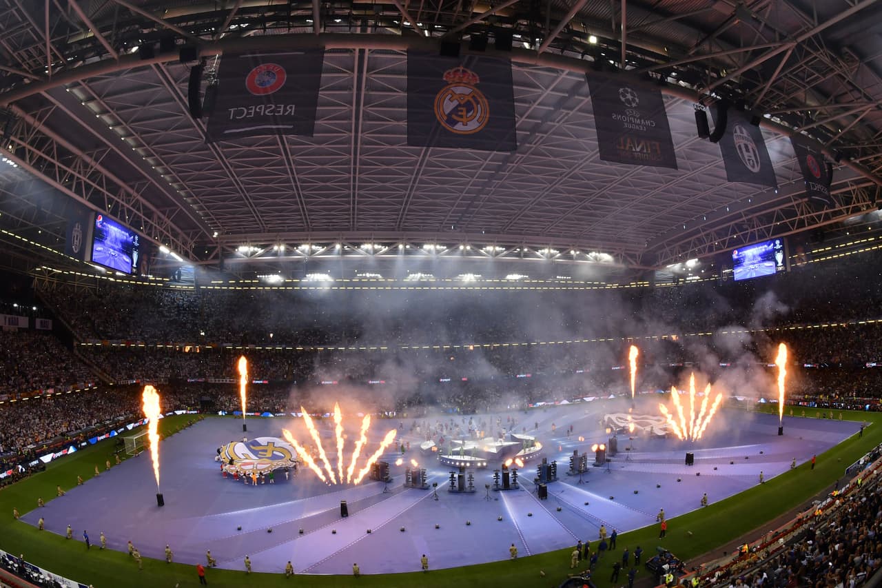 La agrupación musical se lució con sus éxitos en el Millennium Stadium previo al enfrentamiento entre el Real Madrid y la Juventus.