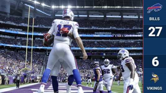 Quizás la máxima sorpresa de toda la Semana 3, la victoria en patio ajeno de los Bills a los Vikings. El novato Josh Allen lanzó para un touchdown y llegó corriendo al end zone para lograr otros dos.