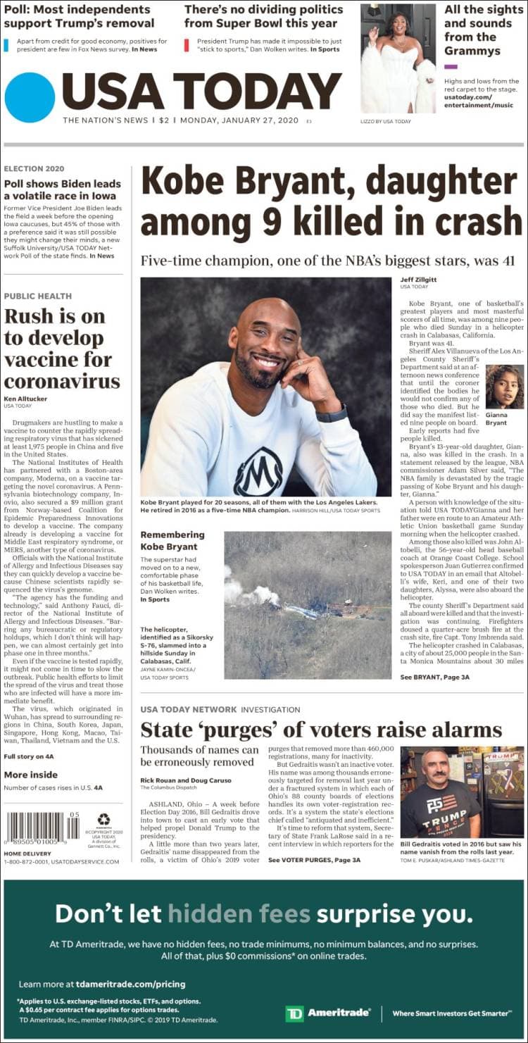 Kobe Bryant paraliza al mundo con su muerte y se convierte en tendencia a nivel internacional.