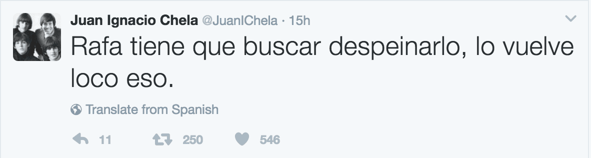 Lo dice alguien que nunca lo pudo despeinar, pues perdió las seis veces que jugaron