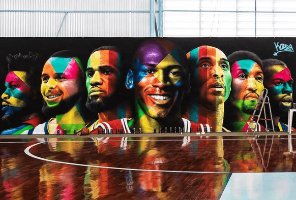 Neymar eterniza a figuras de NBA con mural en su casa