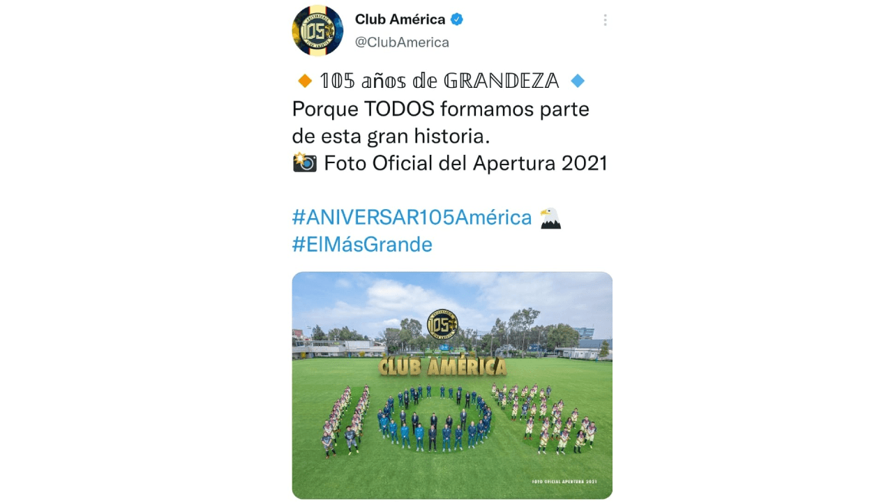 El Club más grande de América cumple 105 años de existencia y las felicitaciones se hicieron extensas en redes sociales. Aficionados, jugadores y ex jugadores, otros clubes y periodistas se sumaron al homenaje de las Águilas.
